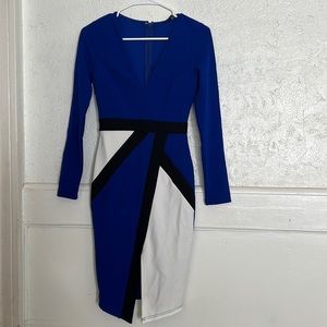 New, size small, Fashion Nova, blue, white and black dress